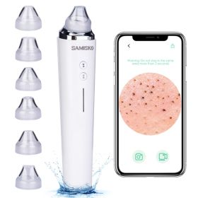 Vacuum Blackhead Remover with 6 Suction Heads, WIFI Visible Facial Pore Cleanser with HD Camera USB Rechargeable Electric Black head Suction Tool(No S