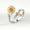 Adjustable Sunflower Rotating Ring With Zicron Simple Versatile Popular Anxiety Relief Ring