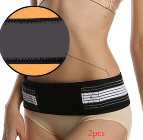 Double-reinforced Pelvic Repair Orthosis Protective Belt (Option: Black 2pcs-No vents-140x9cm)