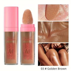 Brightening Fairy Highlighter Powder - Full Body Contouring and Clavicle Pearlescent Patting Powder for Face and Eye (Color: 3# Golden Brown Flash)