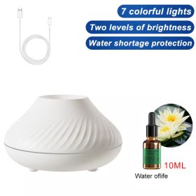 Air Humidifier Diffusers Essential Oil Diffuser USB Portable Humidifier Volcanic Flame Aroma Diffuser Essential Oil Lamp Bedroom (Ships From: China, Color: white - fragrant)