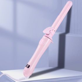 S1 Rotating Curling Iron in White | 1 inch Barrel for All Hair Types | Automatic Curling Iron | Easy-to-use Curling Wand | Long-Lasting, Salon-Quality (Color: Pink)